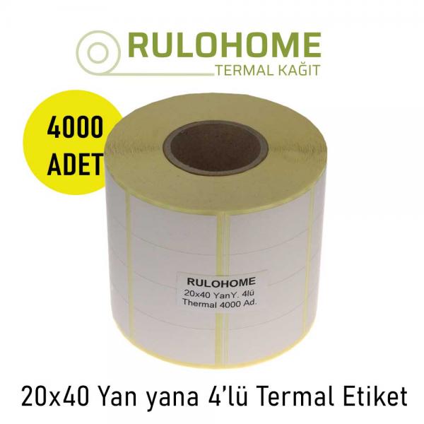 40x20 Yanyana 4 lü Termal Etiket 4000 li